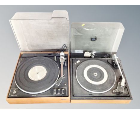 Two vintage record players with Garrard turntables 