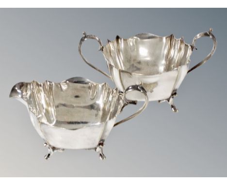 Two antique silver plated sauce boats 