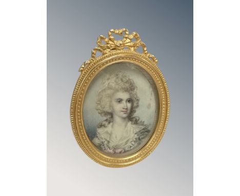 A hand finished portrait miniature in gilt frame, 6 cm x 8 cm