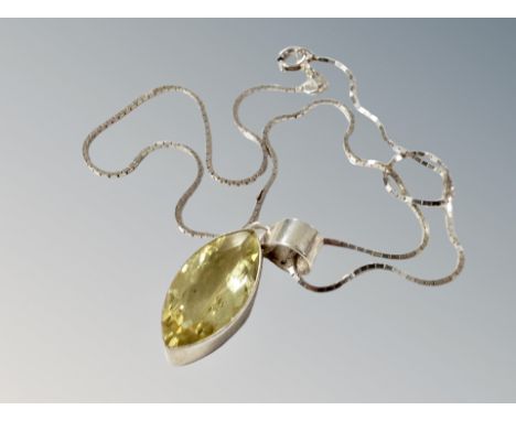 A silver citrine and chain 