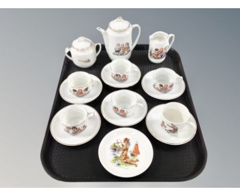A fourteen piece 20th century china child's tea service and further nursery cup and saucer 