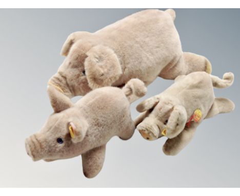 Three Steiff pig soft toys 