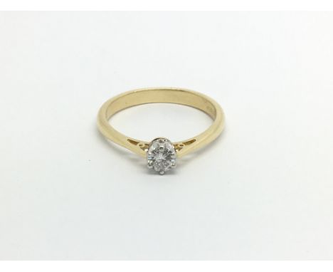 An 18carat gold ring set with a solitaire diamond approximately 0.25 of a carat ring size O.