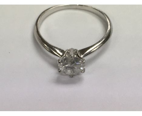 An 18ct white gold diamond solitaire 1.07ct ring, size N.