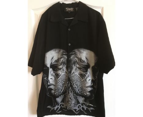 An original Rolling Stones 'Tattoo You' short sleeve shirt in black by Dragonfly Clothing Company, size large.