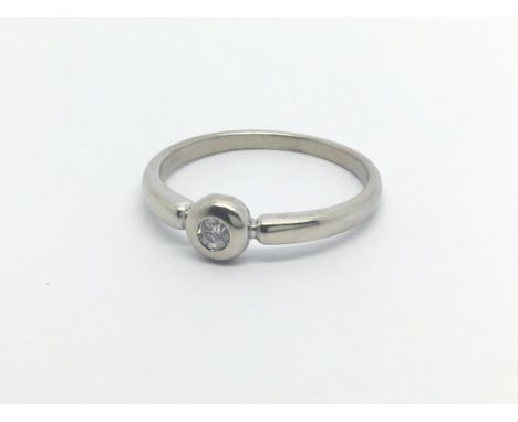 An 18carat gold ring set with a brilliant cut diamond Diamond approximately 0.09 of a carat Ring size O-P