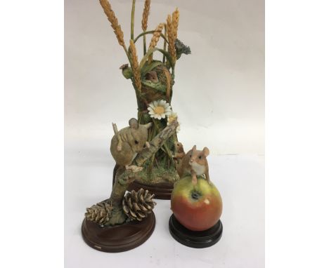A border fine art model Harvest home and two other mouse ornaments.