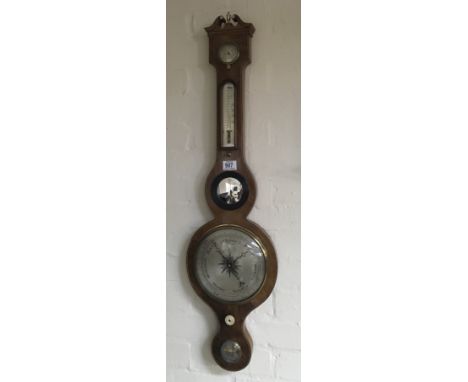 A G. DiMaud, Taunton, Mahogany veneered Banjo barometer.