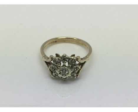 A 9ct gold and diamond ring, approx 3.2g and approx size N.