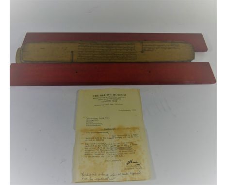 A Burmese palm leaf manuscript, early 20th Century Numbered in the Burmese manner ka to ghe, enclosed within red painted bloc