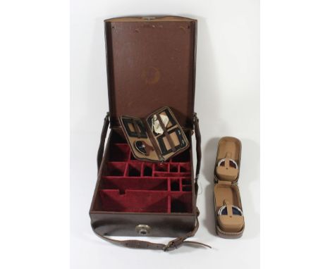 Vintage Camera Accessories - A Leitz Leica brown leather case26cm long plus a Rolleicord card case, exposure kit, Vb instruct