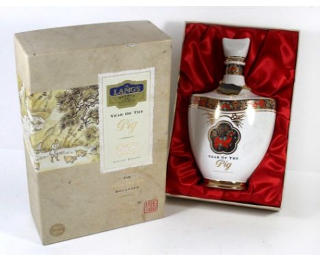 1 Wade porcelain Chinese New Year decanter Gilded with 24 carat gold Lang’s Select 1861 Founders Reserve Scotch Whisky 2007 l