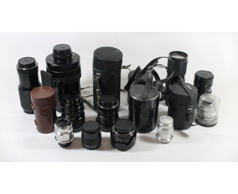 Camera Lenses - A Galaxy 500mm F8 mirror telephoto lensSuper Carenar F8, Lordomat 1;4/135 and 1;4/90, Roeschlien- Kreuznach 1