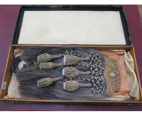 The Queens Own Cameron Highlanders Regimental Sporran by R &amp; HB Kirkwood of Edinburgh in a tin travel case for Lieutenant