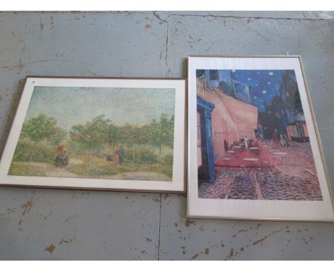 Two Vincent Van Gogh Amsterdam museum prints in silvered frames - approx 70cm x 101cm - both good, small marks to frames 