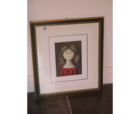 Autouis Bueno signed lithograph - 51cm x 45cm frame size - in good condition 