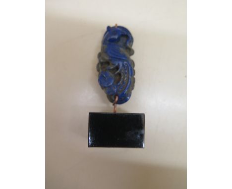 A blue jade carving on stand - Height 8cm 