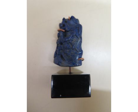 A blue jade carving on stand - Height 7cm 