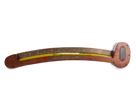 PITKIN & CO. LTD., SUBMARINE CLINOMETER, MID-20TH CENTURY cased in mahogany, with brass plate engraved for 0-10 degrees57cm l