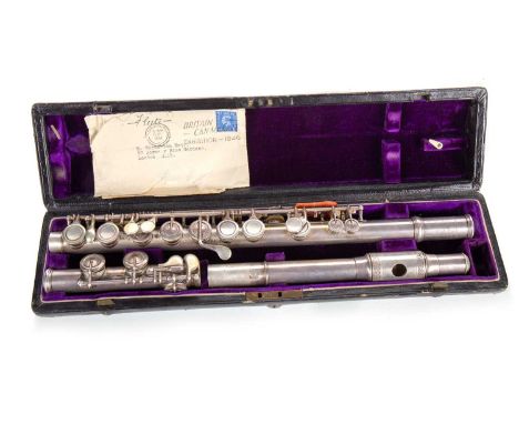 RUDALL CARTE & CO., CARTE'S 1867 PATENT FLUTE, in three-parts, the body engraved with maker's name, model details and initial