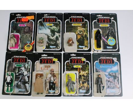 Star Wars - Eight Kenner Star Wars Return of the Jedi figures with original backing cards to include Lumat, AT-AT Commander, 