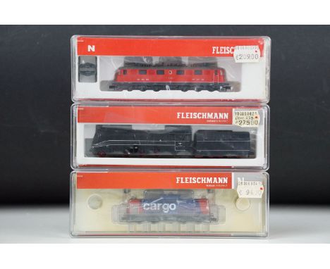 Three cased Fleischmann N gauge locomotives to include 721102, 717471 &amp; 737203