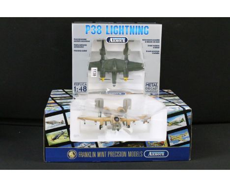 Two boxed 1/48 Armour Collection diecast models to include No. 98201 A-10 Warthog and No. 98135 P38-Lightning USAF II-WW-ACES