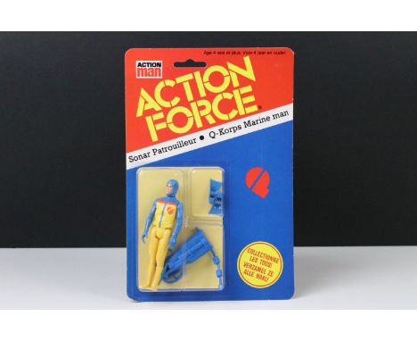Action Man - Carded Palitoy Action Force Q Korps Marine Man figure, bubble ex with minor corner knock, card with a crease to 