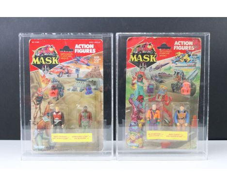 MASK - Two carded Kenner MASK Action Figure sets to include Miles Mayhem with Python and Nash Gorey with Powerhouse and Matt 