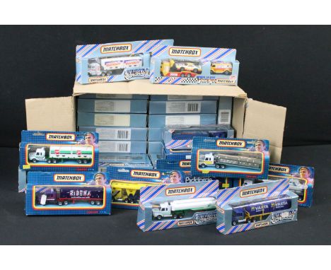 44 Boxed Matchbox Convoy and Team diecast models to include CY4 Kenworth Boat Transporter, CY11 Kenworth Helicopter Transport