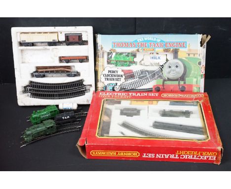 Two boxed Hornby OO gauge train sets to include Thomas the Tank Engine Percy Clockwork set (no key) and T783 GWR Freight Set 