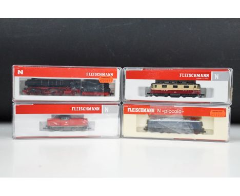 Four cased Fleischmann N gauge locomotives to include Piccolo 7319, 734001, 4-6-2 in black livery &amp; 2048 022-4