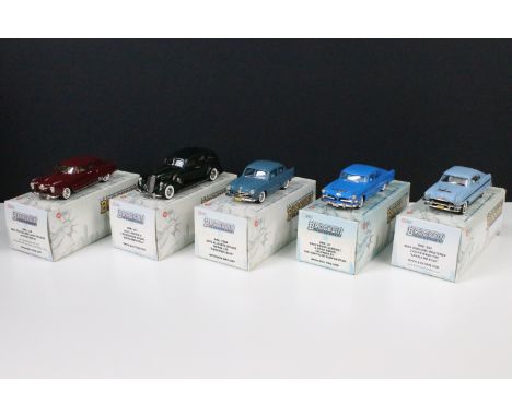 Five boxed 1/43 Brooklin Models The Brooklin Collection diecast models to include BRK 104 1950 Studebaker Land Cruiser 4-Door