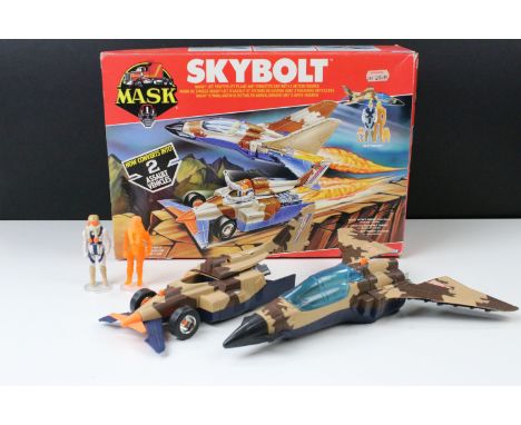 MASK - Boxed Kenner MASK Skybolt vehicle appearing complete with both Matt Trakker figures, both masks, vg condition with fai