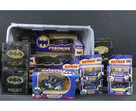 15 Boxed Corgi DC Batman Batmobile diecast models to include 1/18 2000, 1/24 1960s Batmobile, 1/16 2000 Batcycle etc, plus a 