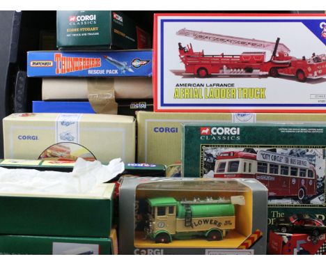 35 Boxed diecast models to include 16 x Corgi featuring Fire Engines &amp; public transport, Vanguards, Rio, Burago, EFE Excl