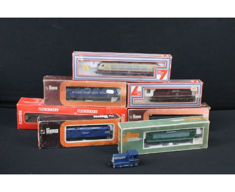 Eight boxed HO gauge locomotives to include 7 x Lima and a Fleischmann 6315 plus a 362 0-4-0 locomotive (9 items) 