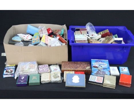 Large collection of circa mid 20th C onwards playing cards and card games, mainly boxed examples to include TWA, Counties Eng