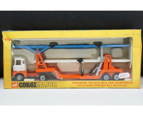 Boxed Corgi Major 1146 Carrimore Tri Deck MK V Car Transporter with Scammell Handyman MK 3 Tractor Unit diecast model, diecas