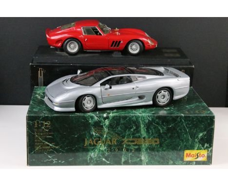 Two boxed 1/12 diecast models to include Maisto Jaguar XJ220 1992 in grey and Revell 8850 Metal '64 Ferrari 250 GTO, both die