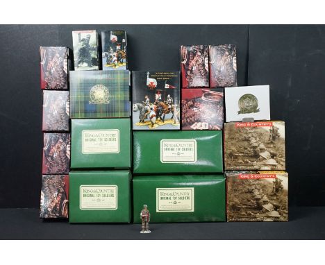10 Boxed King &amp; Country metal figures featuring PnM054 The Preacher, CE022 The Pope, MK68 Fighting Priest With Axe (damag