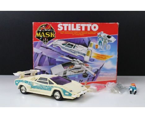 MASK - Boxed Kenner MASK Stiletto vehicle appearing complete with both Gloria Baker figures, masks, accessories, instructions