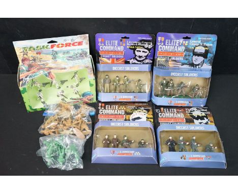 Five boxed plastic figures to include 4 x Elite Command Collector's Series diecast soldiers including Field Marshal Erwin Rom