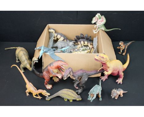 Quantity of various mixed plastic dinosaurs to include Kenner Jurassic Park examples (2 Boxes) 