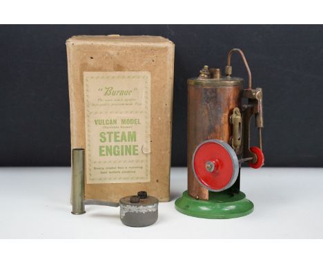Boxed 'Burnac' Vulcan Model Steam Engine with instruction sheet, gd overall condition with accessories, tatty box with gd box