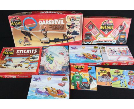 MASKS - Collection of boxed MASK toys, puzzles and books to include Daredevil motorized stunt car set, Kenner Communications 