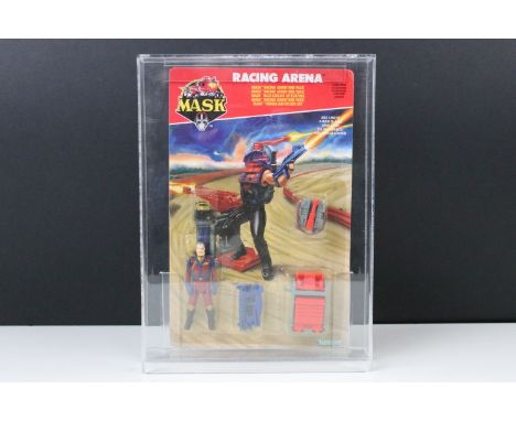 MASK Factory Error - Carded Kenner Racing Arena figure set with incorrect figure of Miles Mayhem rather than Bruno Sheppard, 