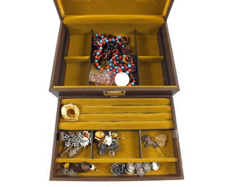 A Gold metal Intaglio ring and various costume jewellery