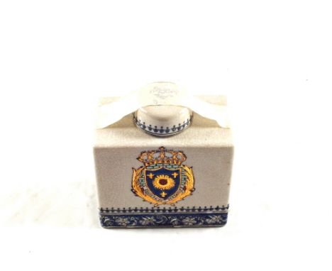 A continental china tea caddy with armorial device