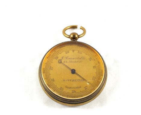 A 19th Century Brass pocket compensated barometer by J.Casartelli, Manchester